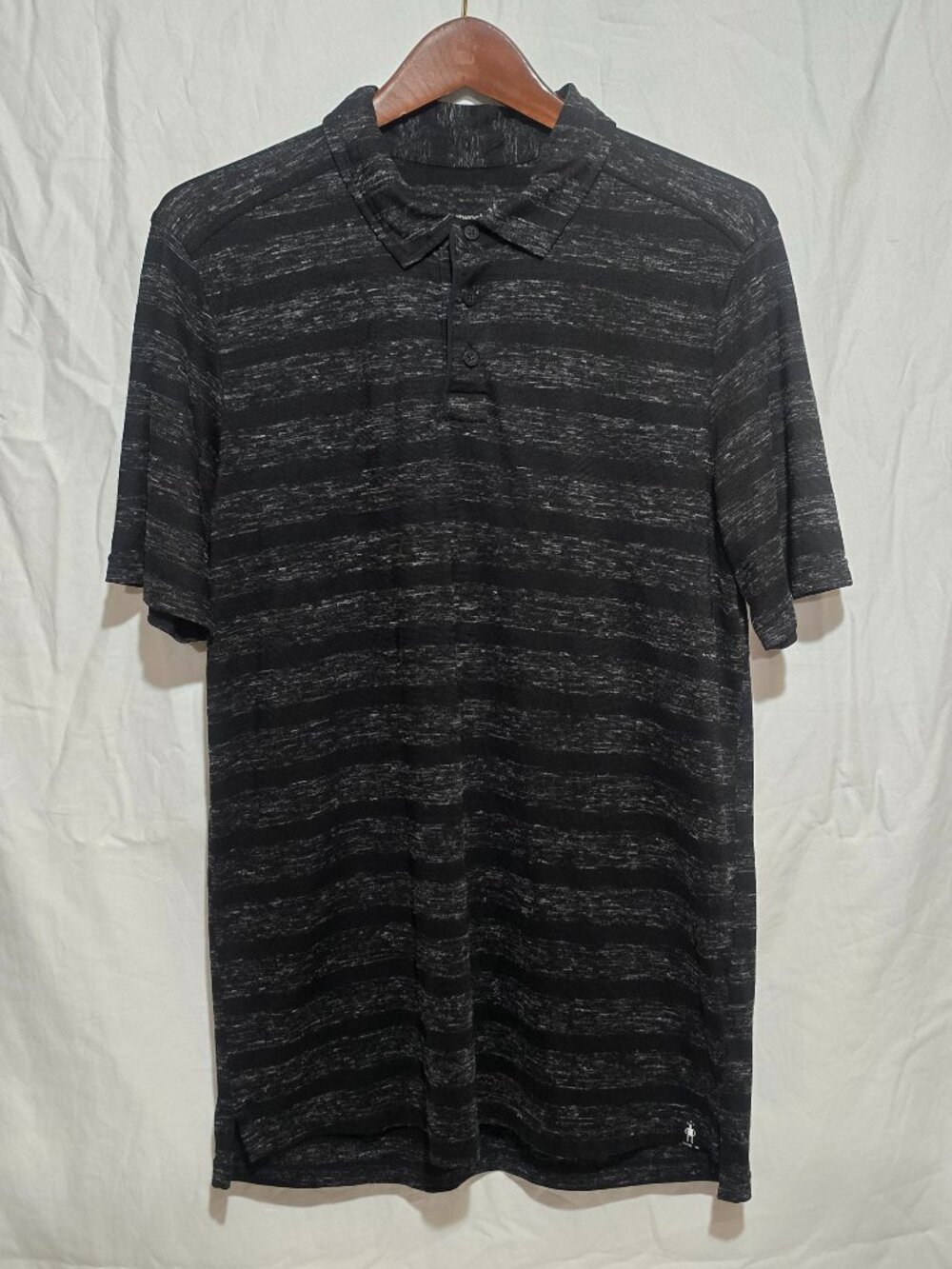 Smartwool  SW000802 Men's Everyday Exploration Merino Polo - Black Stripe - Sz M